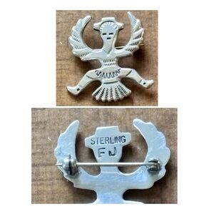 Navajo Felix Joe Sterling Silver Eagle Dancer Kachina Pin Brooch Signed FJ 925